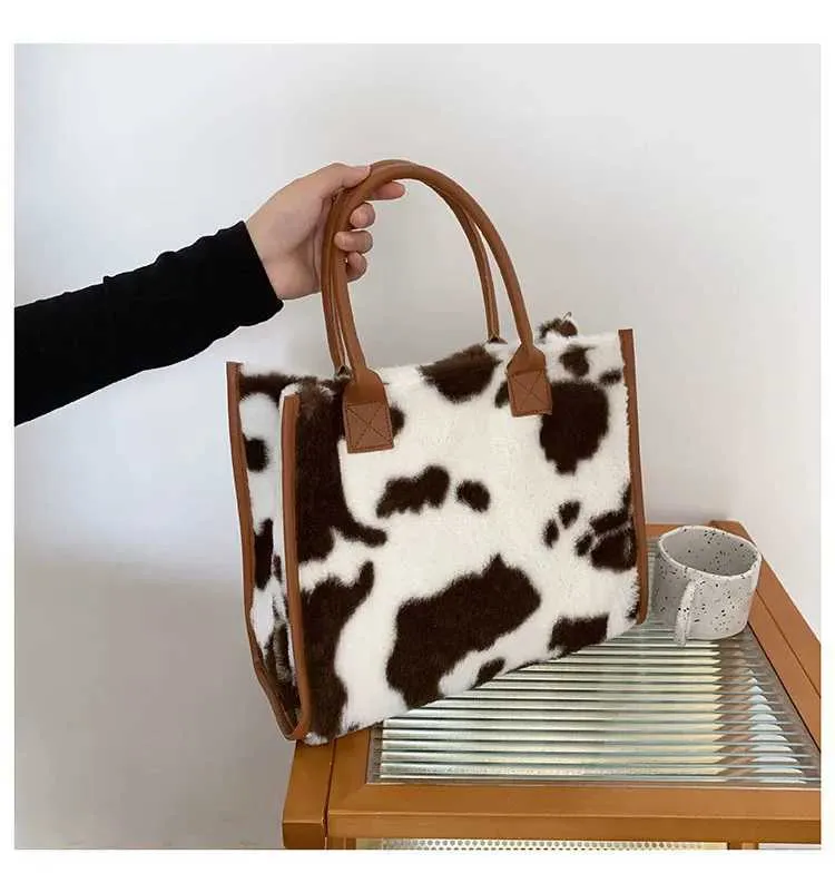 Leopardmönstrad handväska Modern för kvinnor Pendling Plyschväska Designerväskor Handväskor Bolsos De MujerC241031_voghion.com