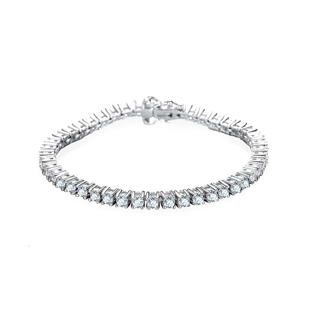 Großhandel Weißgold 3 4 5 mm Iced Gra VVS Diamant Sterling Silber Männer Frauen edlen Schmuck Armband Moissanite Tenniskette_voghion.com