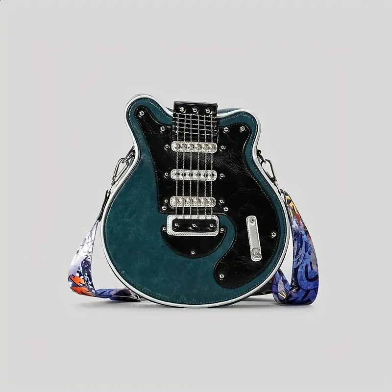 Unisex Fashion Guitar Shoulder Women Y2k Crossbody Bags Novelty Creative Guitar-Shaped Purse Men Pu Leather Sg Bag 2024_voghion.com