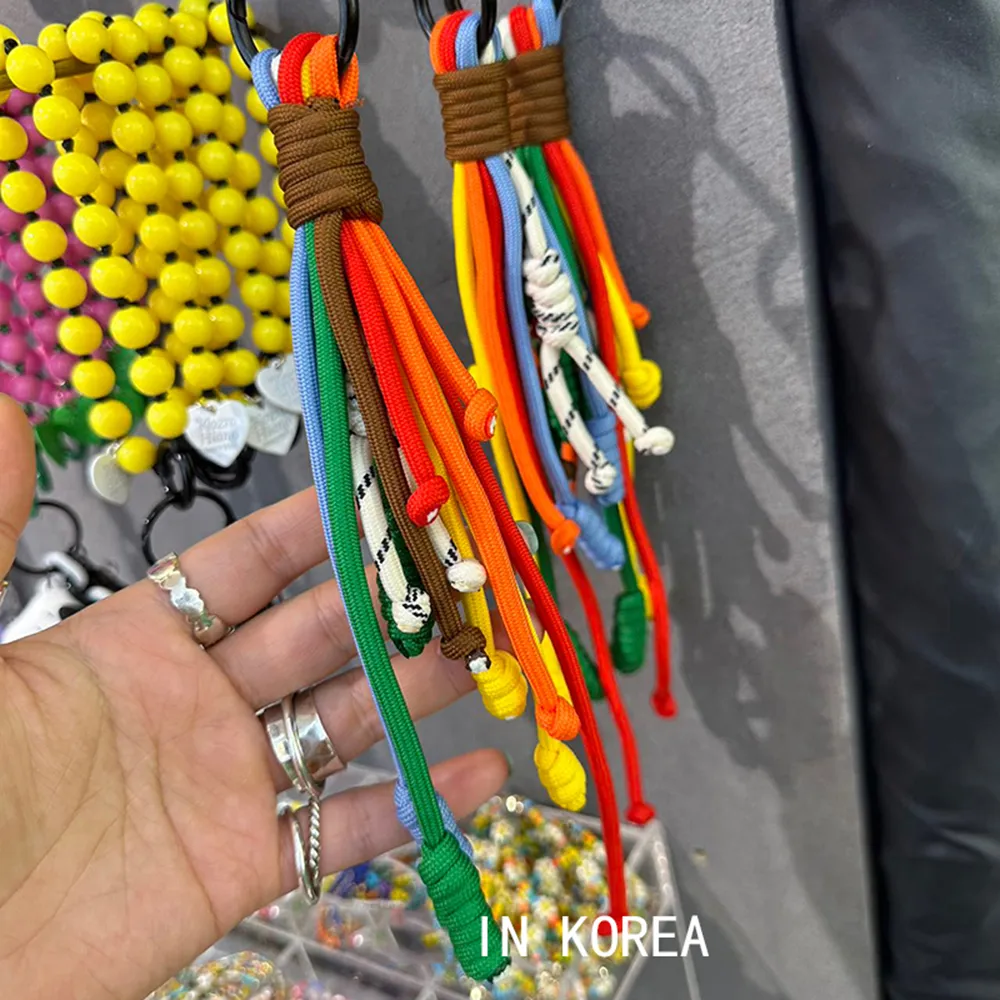 Korean Stylish Rainbow Rope Pendant Chain Jewelry Strap Handmade Landyard Accessrioes Keyring Bag Women Phone Hanging_voghion.com