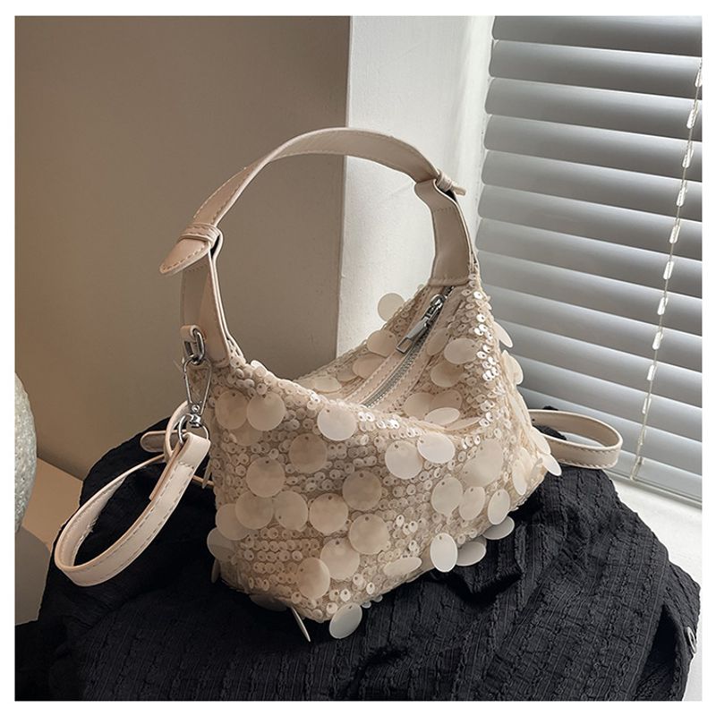Modische kleine quadratische Tasche Damen im neuen ausländischen Stil 2024 mit Pailletten, Knödeltasche, vielseitige_voghion.com