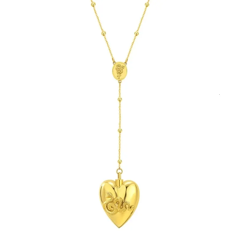 Charm Heart Snake Pendant Necklace Elegant Wedding Accessories_voghion.com
