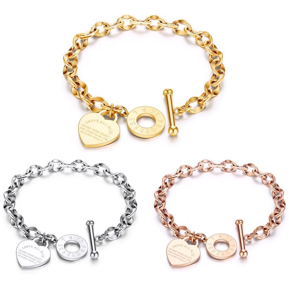New Niche Design INS Wind Titanium Women's OT Buckle Love Stainless Steel Heart-shaped Bracelet