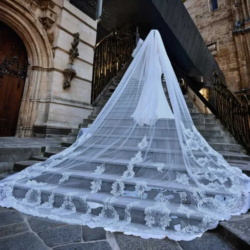Hårsmykker V146 Vil Lang Katedral Brudevils 1 Tir Lac Applikationer Kant Mantilla Med Bryllupstilbehør Til_voghion.com