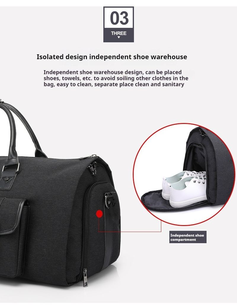 Schwarze neue faltbare Aufbewahrungsreisetasche mit großem Fassungsvermögen, modische wasserdichte Fiesstasche,_voghion.com