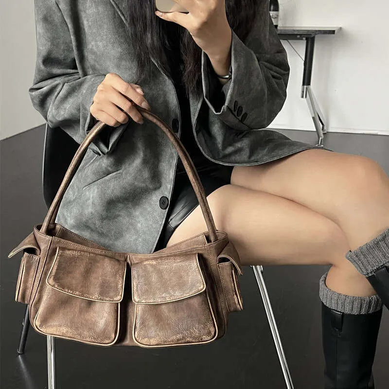 Vintage Y2k Women's Underarm Designer Large Capacity Handbag Wallet New Motorcycle and Bicycle Multi Pocket Shoulder_voghion.com