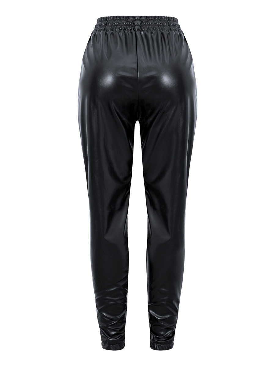 women's clothing autumn and winter hot new fashion versatile sexy bright color stretch PU large size leather pants_voghion.com