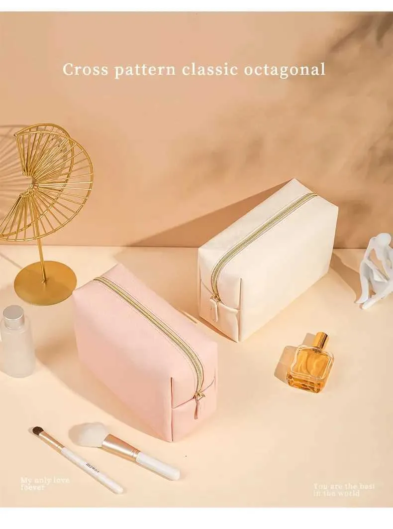 Trousse de maquillage de voyage portable de grande capacité pour femmes et filles, organisateurs de salle de bain, compartiments de rangement pour femmes Ins Ne_voghion.com