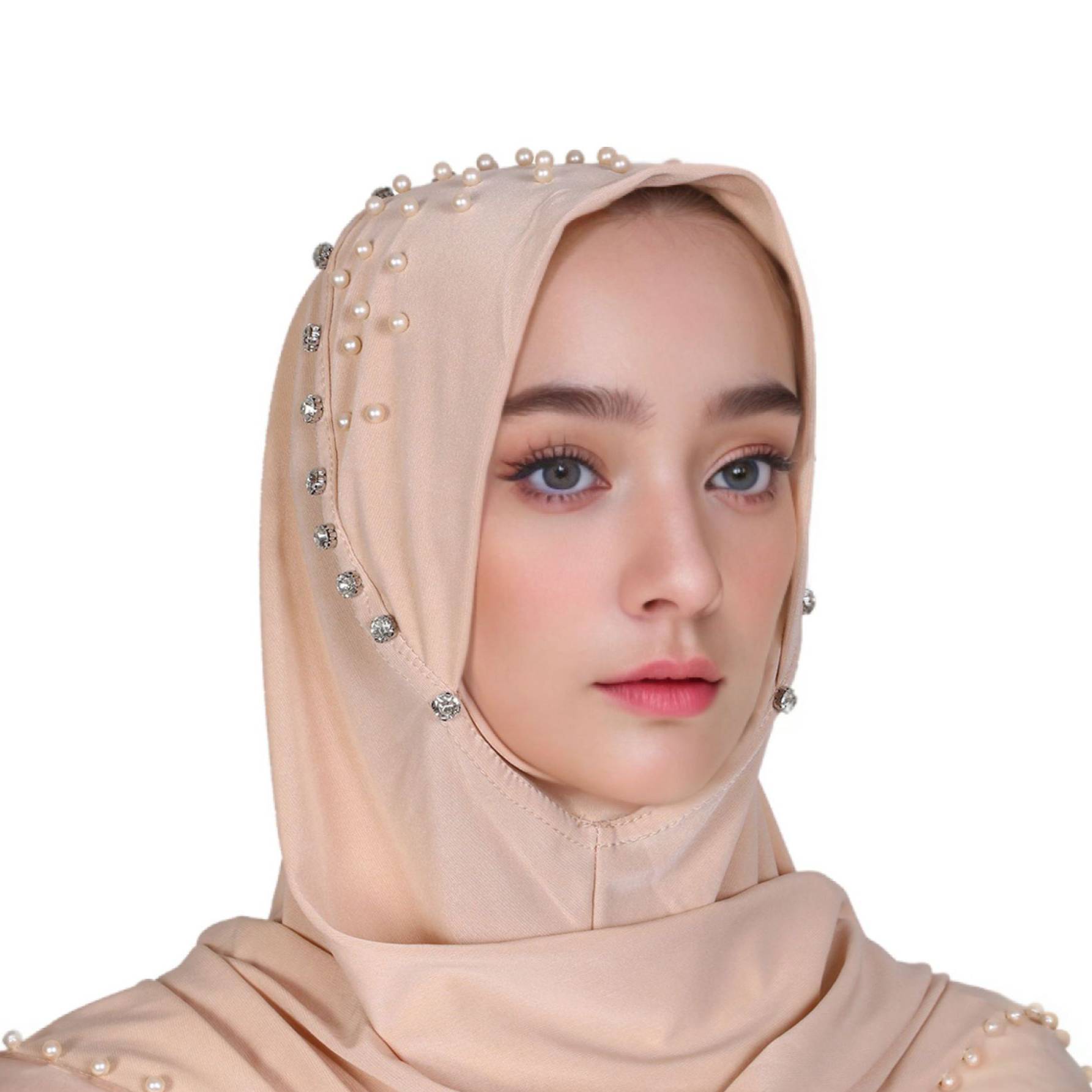 Women's Scarves Tassel Handmade Headscarf With Small Brim And Rhinestones, Convenient Pullover Scarf, One Size Fashionable And Versatile Hijab_voghion.com