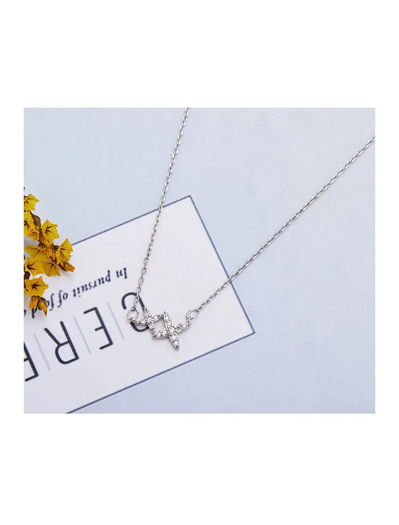 Κολιέ μενταγιόν Xxixx Sterling Sier Shiny Star Zircon Κολιέ Γούρι Γυναικεία Κοσμήματα Γάμου και Πάρτι Σχεδιασμός Δημιουργικού Στυλ_voghion.com