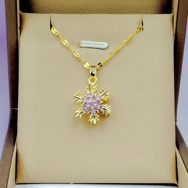 Chains Rotable Snowflake Necklace For Women Fashionable Collarbone Chain Choker One Piece Jewelry_voghion.com