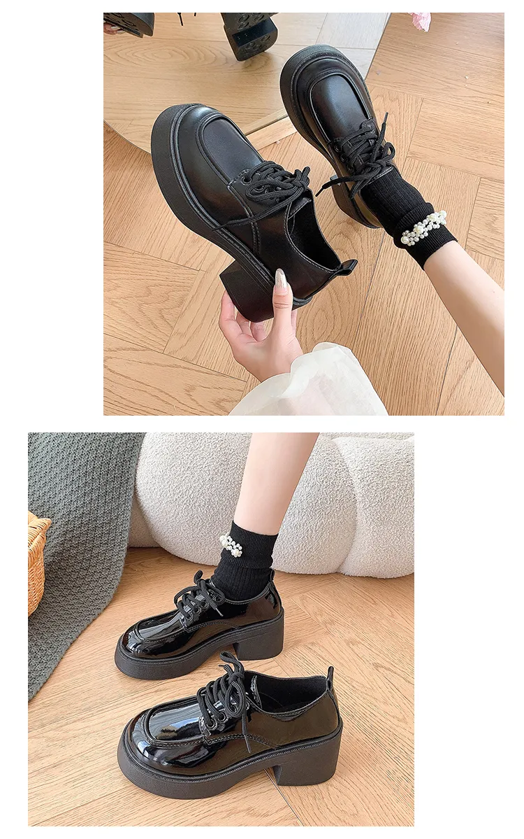 Spring 2024 New Black Platform Flats Women Loafers Slip On Boat Shoes Designer Casual Leather Oxfords_voghion.com