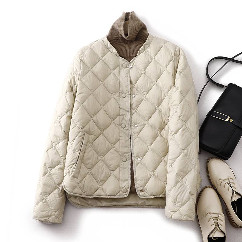 ​​"Quilted Puffer Jacket With Mandarin Collar & Petal Sleeves - Korean-Inspired Streetwear Coat In Diamond Stitch (Black/Beige/Mocha/Pistachio)"​​_voghion.com