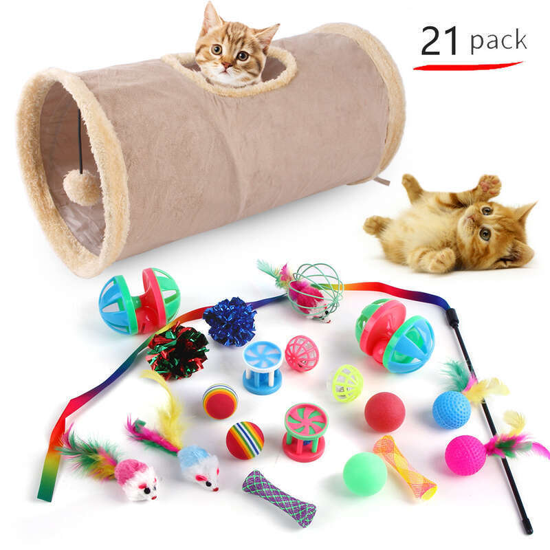 Set de jucării pentru pisici, model Suede Channel Teaser Stick, clopoțel interactiv, minge, jucărie pentru pisici, consumabile pentru pisici_voghion.com