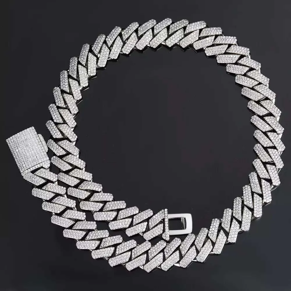 Designer Fashion Cubaanse Link Chain Pass Moissanite Diamant Tester Miami Hip Hop Sieraden VVS Steen Glanzend 3 Rijen Mannen Vrouwen_voghion.com