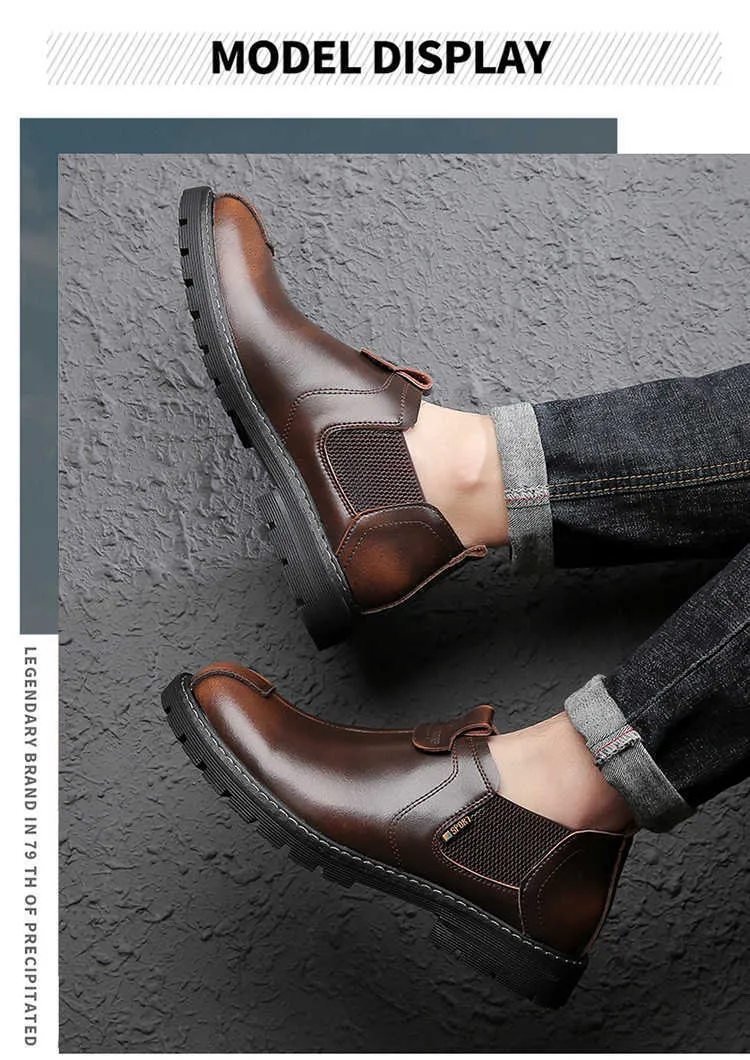 Leather Men's High Quality Working Boots Brand Designer Men Casual Shoes British Style Ankle Botas T241120_voghion.com