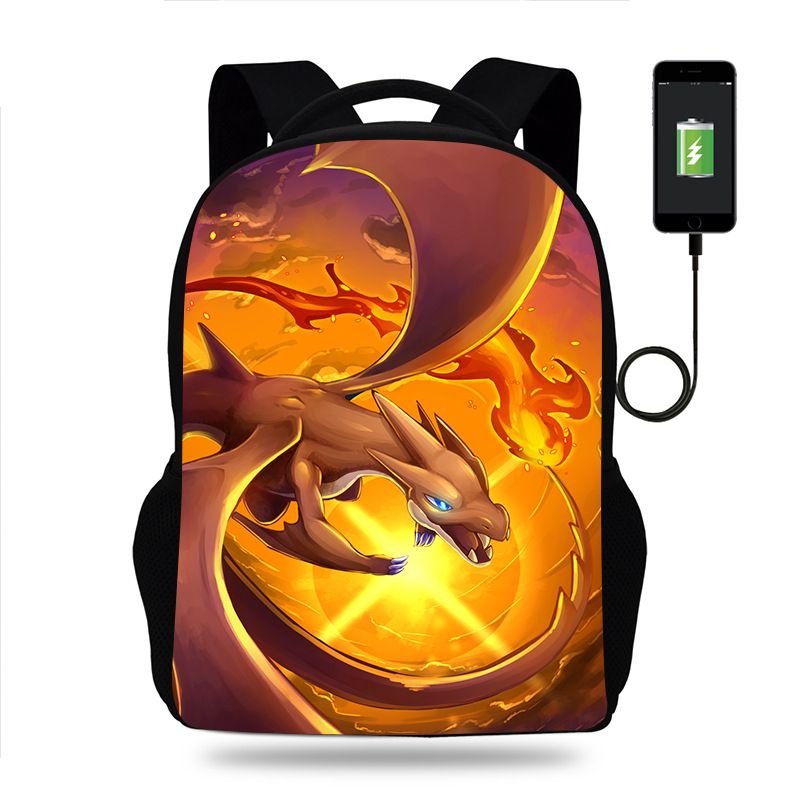 Bedruckter Einhorn-Rucksack für Kinder, 3-teiliges Set: Tasche USB + Beutel_voghion.com
