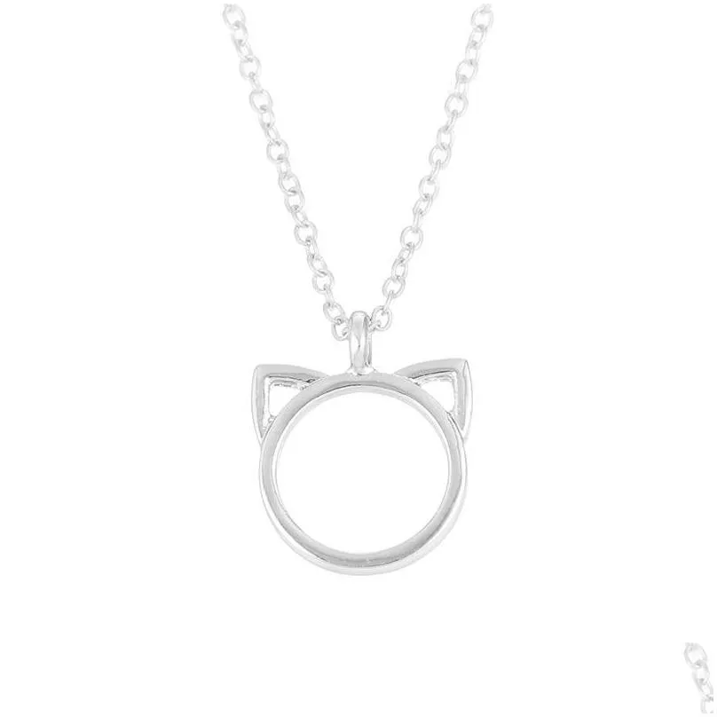 Collana con ciondolo a forma di orecchio di gatto bicolore, collane con ciondolo a forma di animale con carta Mes, gioielli alla moda, consegna a domicilio Jewelr_voghion.com