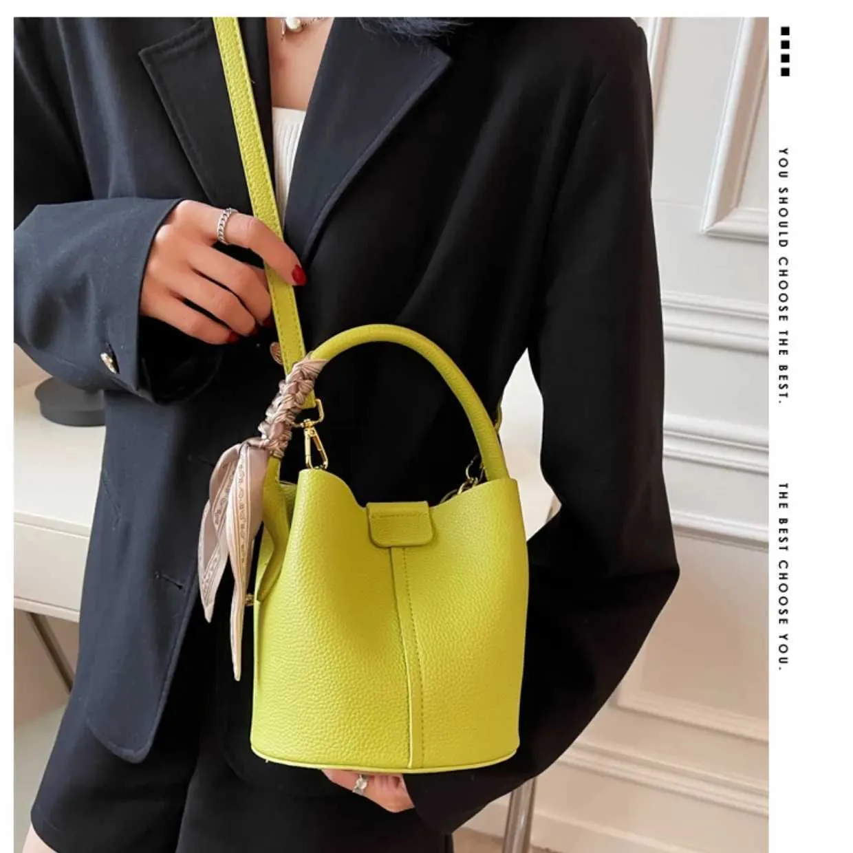 Axelremsväska för moderiktig handhållen hinkväska för kvinnor, designerväskor, handväskor och väskor, bolsos de mujerC241212_voghion.com