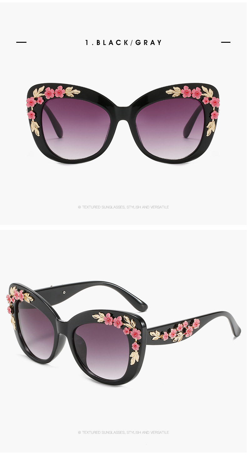 Baroque Modern Vintage Cat Eye Sunglasses Women Designer Sun Glasses Fashion Pink Shades Female Flower Decoration_voghion.com