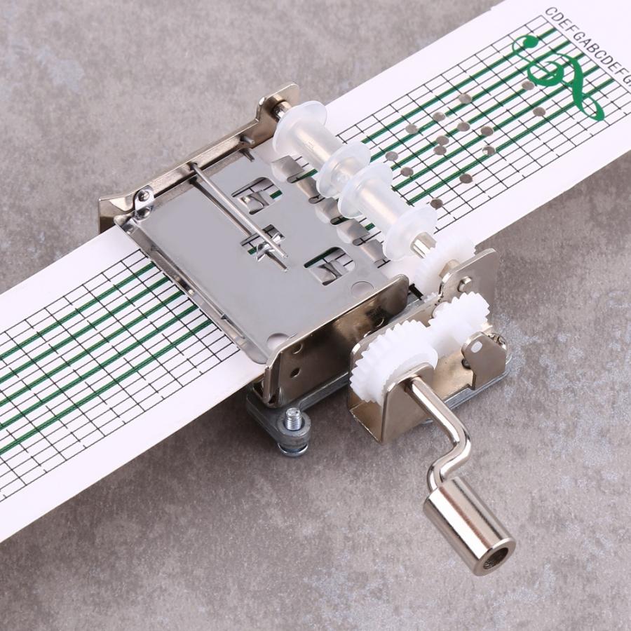15 Note Hand Crank Musical Box Movement Kit DIY Designable Music Box With 3Pcs Blank Paper Tape and Hole Puncher Birthday Gift_voghion.com