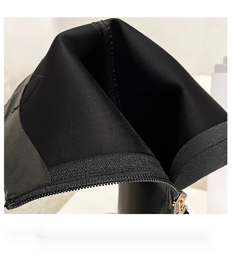 Thick soled Knight boots for women in autumn winter 2024, new knee length V-neck small and elastic high leg boots,_voghion.com