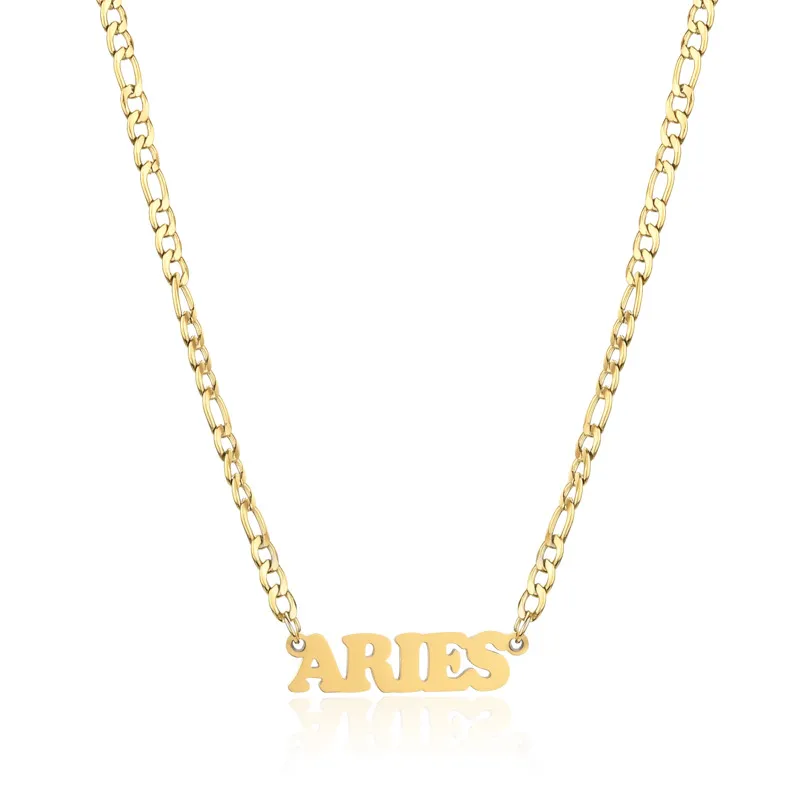 Collier pendentif en acier inoxydable Twee 12 constellations collier lettre ras du cou pour femmes hommes bijoux de cou usine_voghion.com