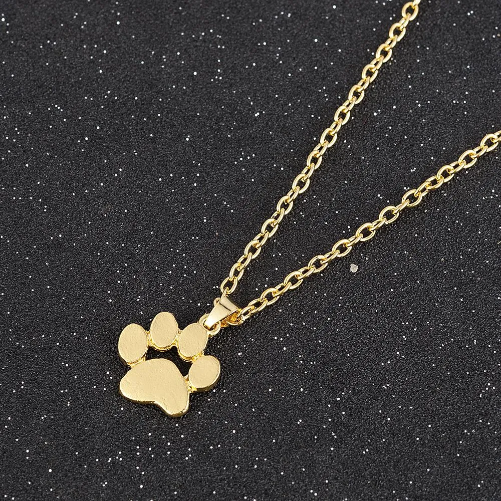 Mode Schattige Huisdieren Honden Voetafdrukken Poot Ketting Hanger Ketting Kettingen Hangers Choker Sieraden Voor Vrouwen_voghion.com