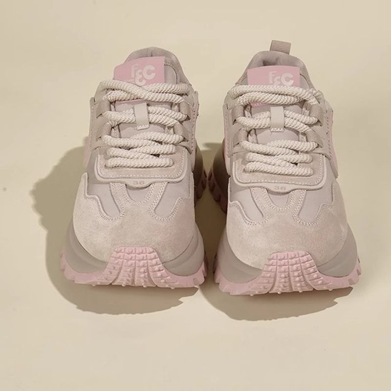 Thick soled raised apricot colored dad female internet celebrity super hot Forrest Gump shoes, 2024 spring new genuine_voghion.com