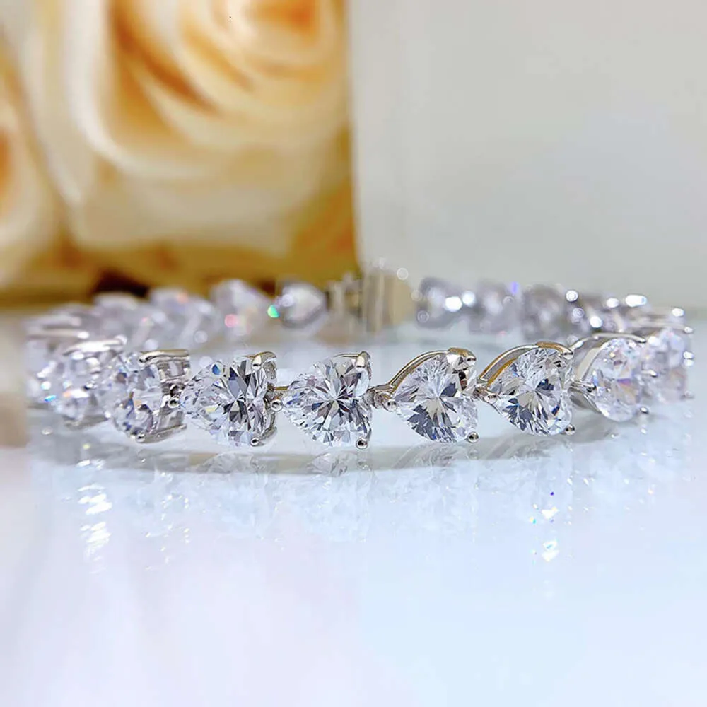 Smykker S Sterling Sier Full Diamond Heart Armbånd Mote Ins Stil_voghion.com