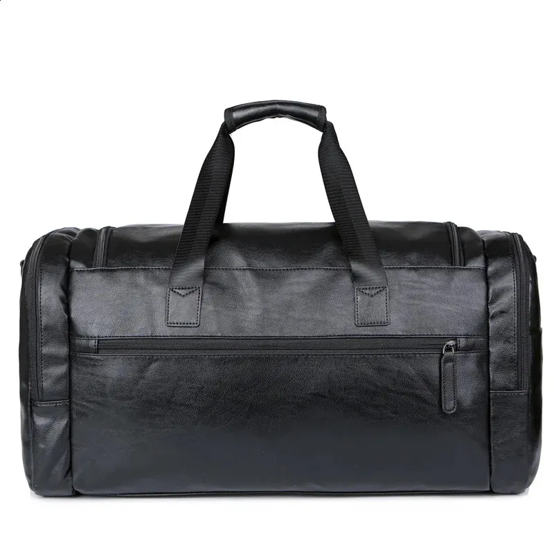 PU Leather Foldable Duffle Suit Travel Waterproof Large Lage Weekend Portable Flight Bag Handbag for Men Women 240802_voghion.com