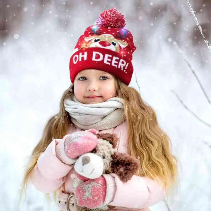 hats Scarves Sets Ball Caps Led Knitted Beanie Light Up Illuminate Warm Hat For Kid Adults Year Christmas Decoration_voghion.com