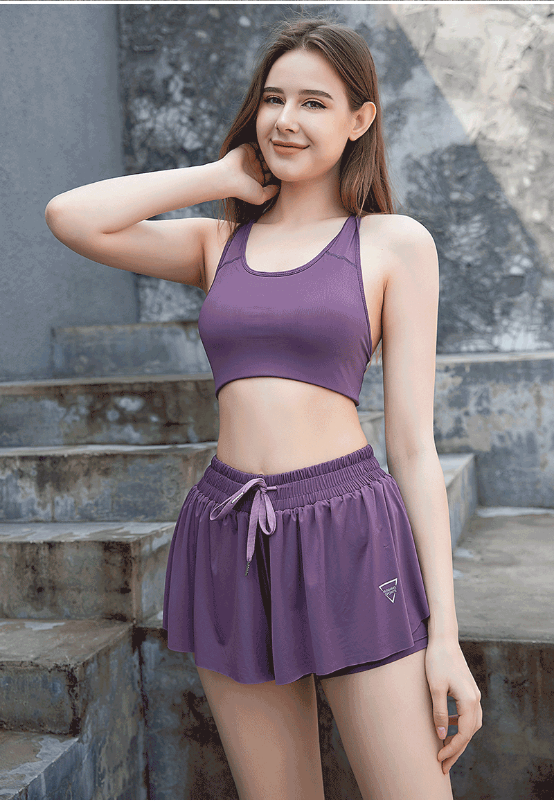 2-in-1 Yoga Pants Running Fitness Tennis Skirt Plus Size Women's Sports Shorts_voghion.com