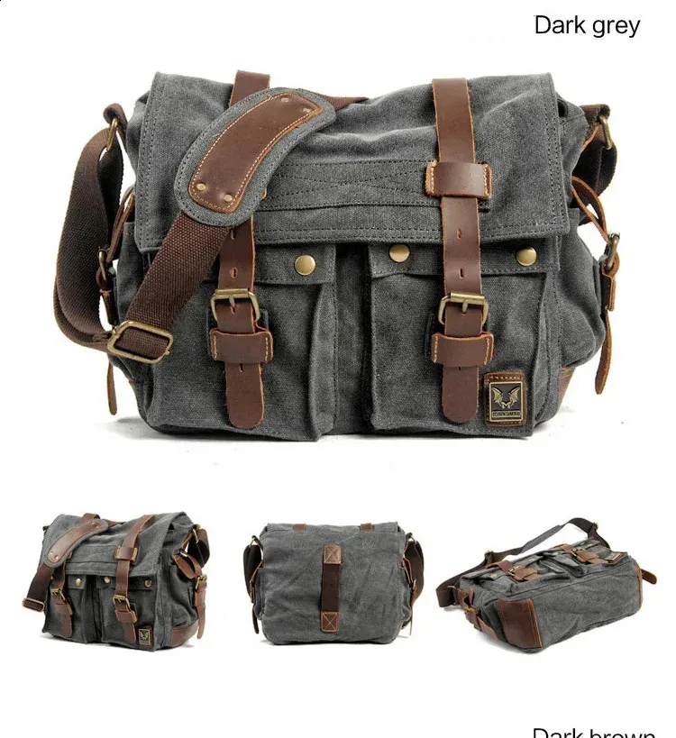 Sacoche en toile et cuir pour homme Will Smith, grand sac à bandoulière, sacoche pour ordinateur portable, sac à main de voyage 240824_voghion.com