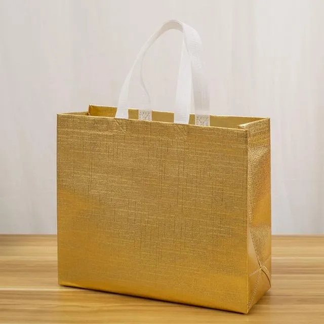 Non Woven Shopping Laser Glossy Reusable Grocery Tote With Handle Glitter Gift Bag Favor Goodie Package Bags_voghion.com