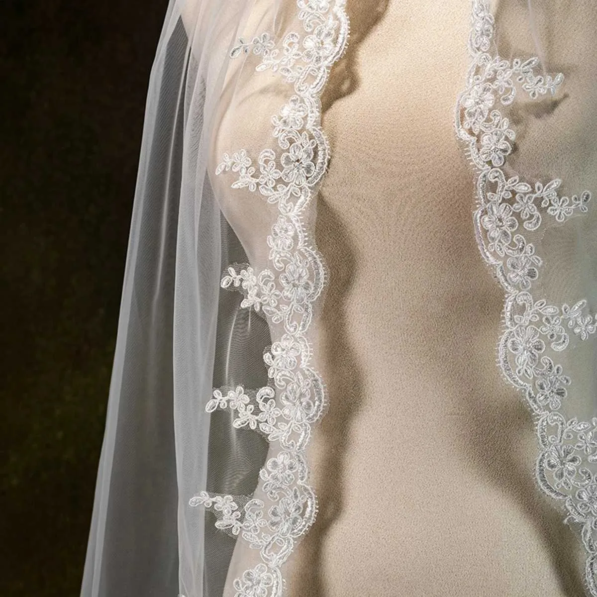 Sieraden Korte sluier Wimperkant Kanten rand Bruidssluiers 1 laag Ellebooglengte sluier Bruid Haaraccessoires Bruiloft Vrijgezellenfeest_voghion.com