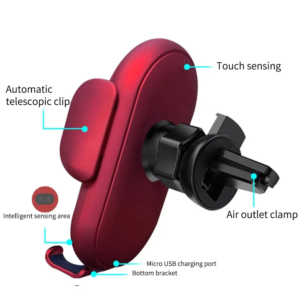 S11 10W Qi Wireless Charging Stand Charger Auto Infrared Sensor LED Mobile Phone Holder In Car Mount Air Vent_voghion.com