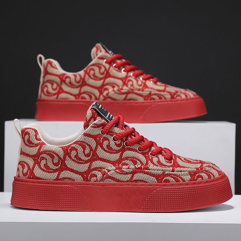 Spring Printed Embroidered Fabric Casual New Soft Sole Trend Sports For Low Cut Men's Shoes_voghion.com