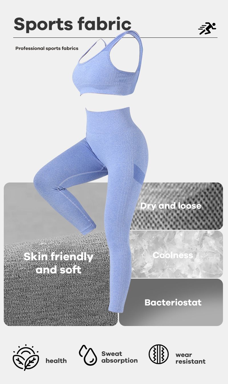 Set de trening de yoga simplu, 2 bucăți, fără cusături, foarte elastic, cu spate încrucișat, colanți cu control al abdomenului și șoldurilor_voghion.com