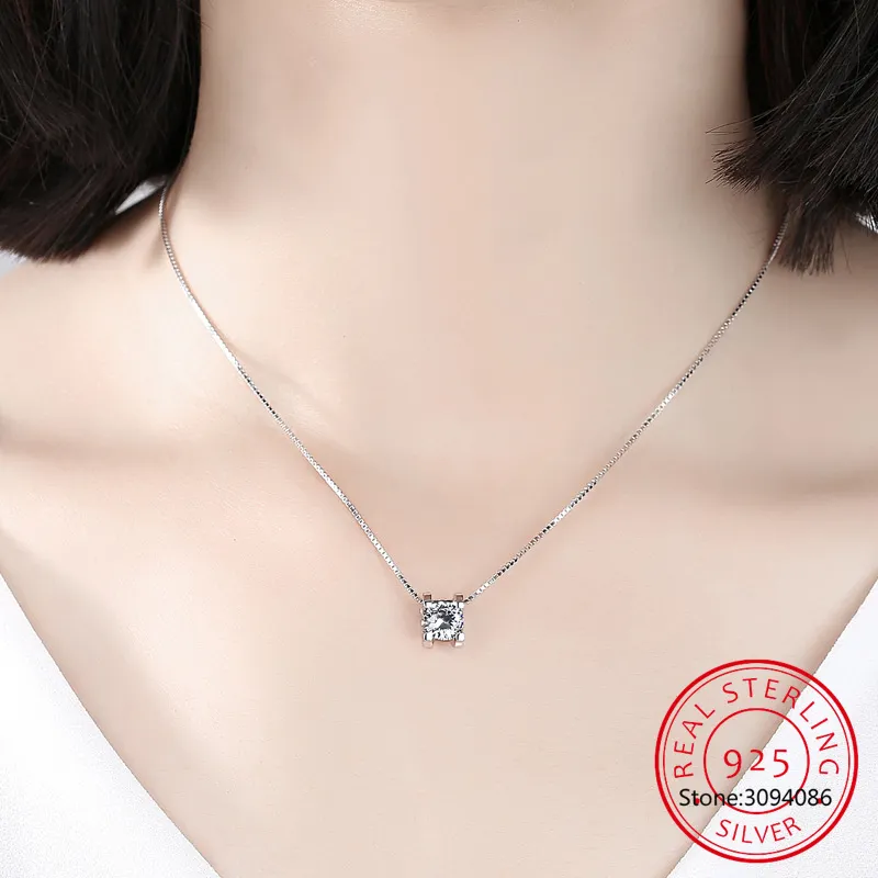 Ogrlice z obeski Sier 0,5 ct/1 ct/2 ct F barva Moissanite VVS Zaročna elegantna poročna ogrlica za ženske ob obletnici_voghion.com