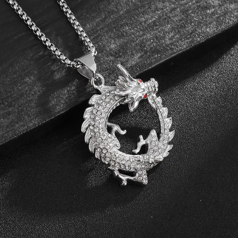 Collana con ciondolo drago cinese vintage Hip Hop in acciaio inossidabile 316L placcato oro vero_voghion.com