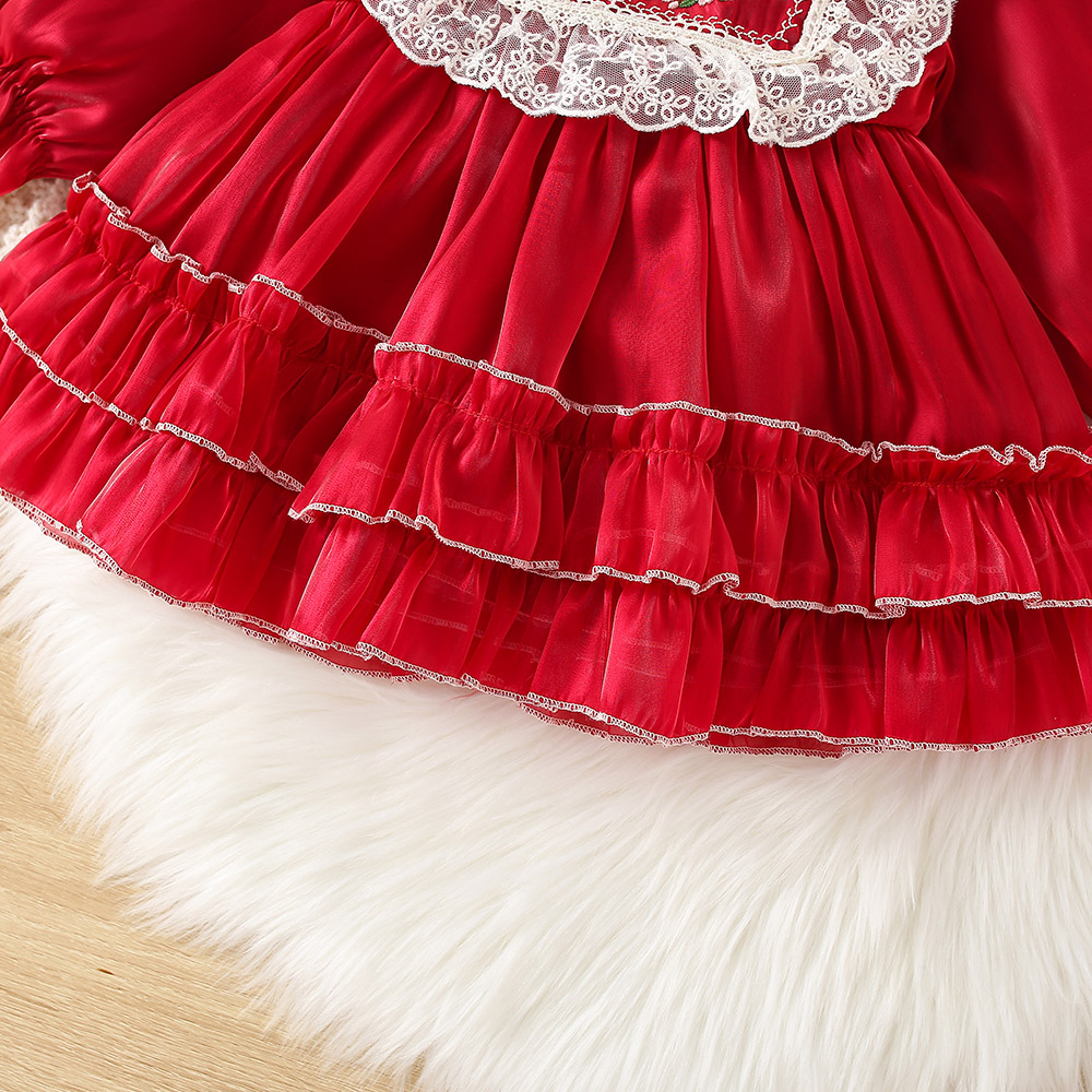 Vestido de princesa estilo Lolita de manga larga con bordado de flores para niña de primavera/otoño_voghion.com