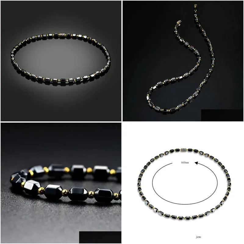 Ketten Frauen Schwarze Magnetische Halskette Perlen Hämatit Steintherapie Abnehmen Gesundheitspflege Für Männer ML Drop Lieferung Schmuck_voghion.com