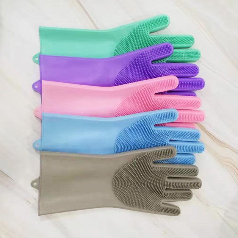 Geschirrspül-Schrubbhandschuhe aus Silikon, Wärmedämmung, verschleißfeste Küchen- und Haushaltsreinigungshandschuhe_voghion.com