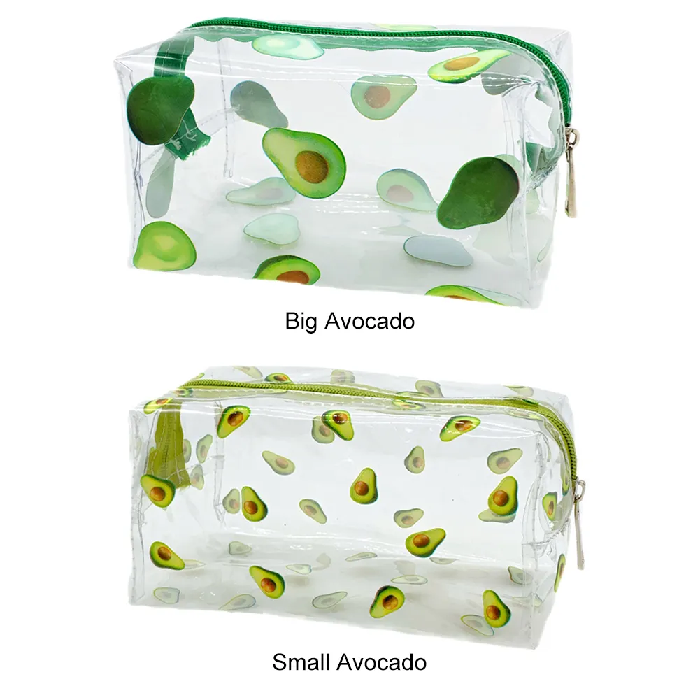 Borsa da toilette trasparente in PVC per cosmetici, frutta e avocado, piccola, impermeabile, multifunzione, per donne e ragazze, portapenne_voghion.com