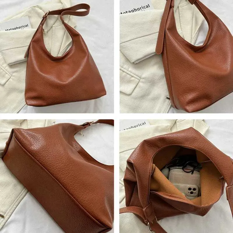 1PC Große Kapazität PU Weiche Schulter Achselhöhle Pendler Freizeit Textur Handba241031_voghion.com
