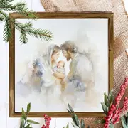 8x8" Ink Painting Wood Sign - Religious Wall Art For Home/Office, Unique Christmas & New Year Decor Gift_voghion.com