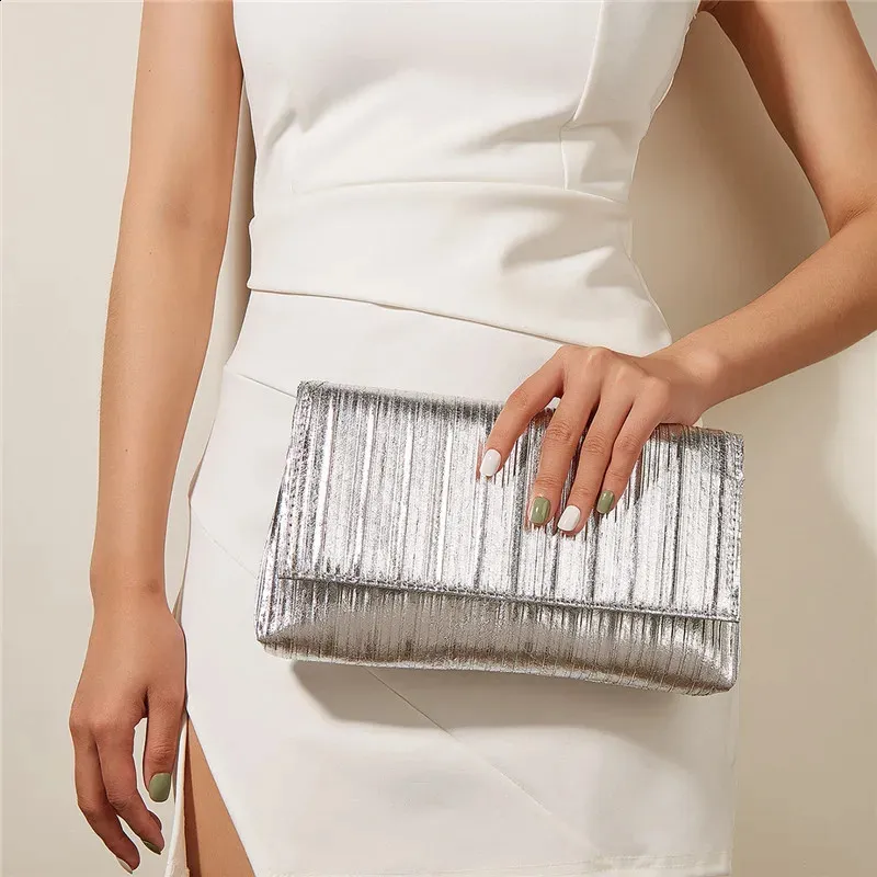 Gold Sequins Evening Clutch for Women 2024 Fashion Party Purse Ladies Chain Shoulder Crossbody Wedding Bags 240830_voghion.com