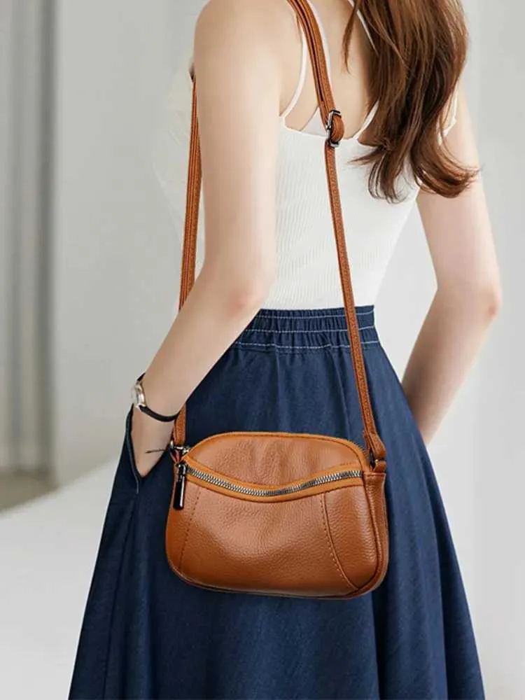 New Patchwork Single Shoulder Crossbody Head Layer Cowhide Small Bag Advanced Fashion SimpleC241216_voghion.com