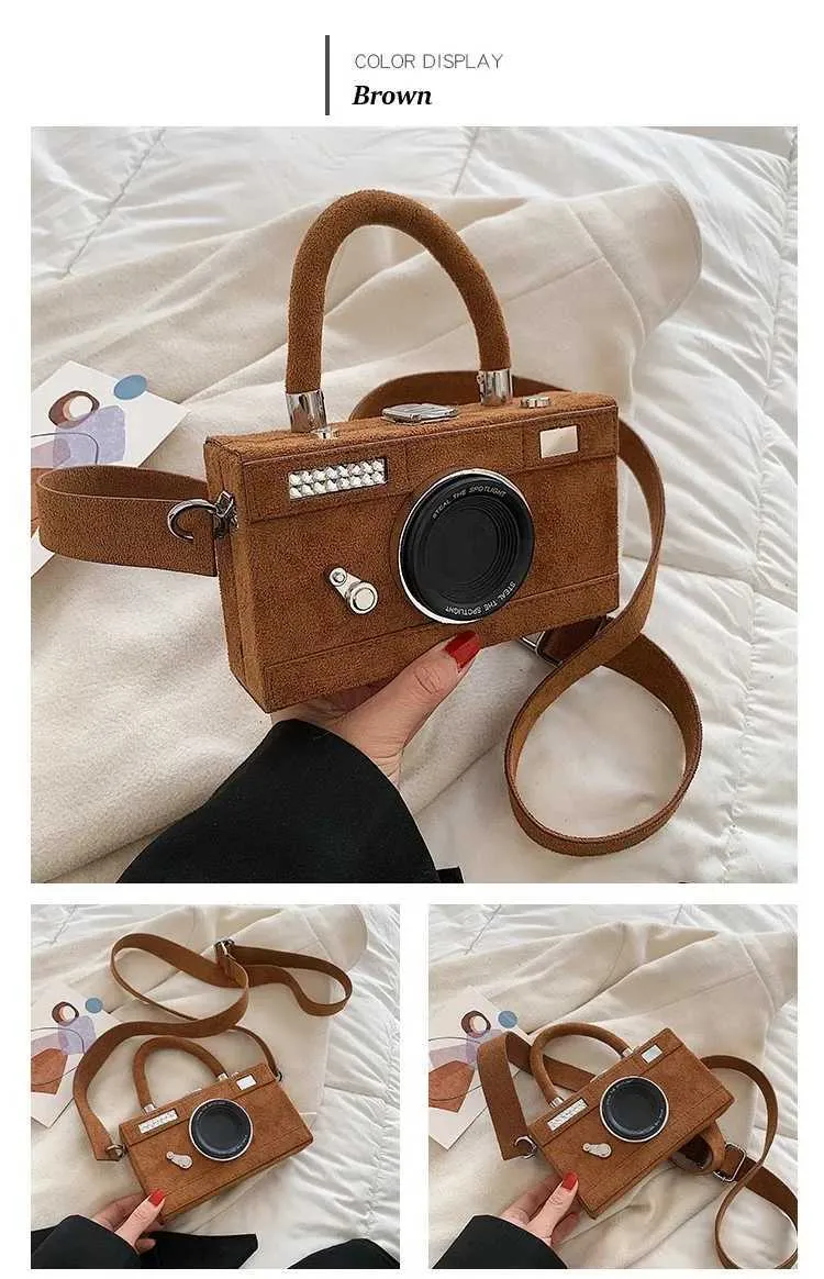 Bolsa tiracolo feminina forma câmera clutch moda personalizada_voghion.com